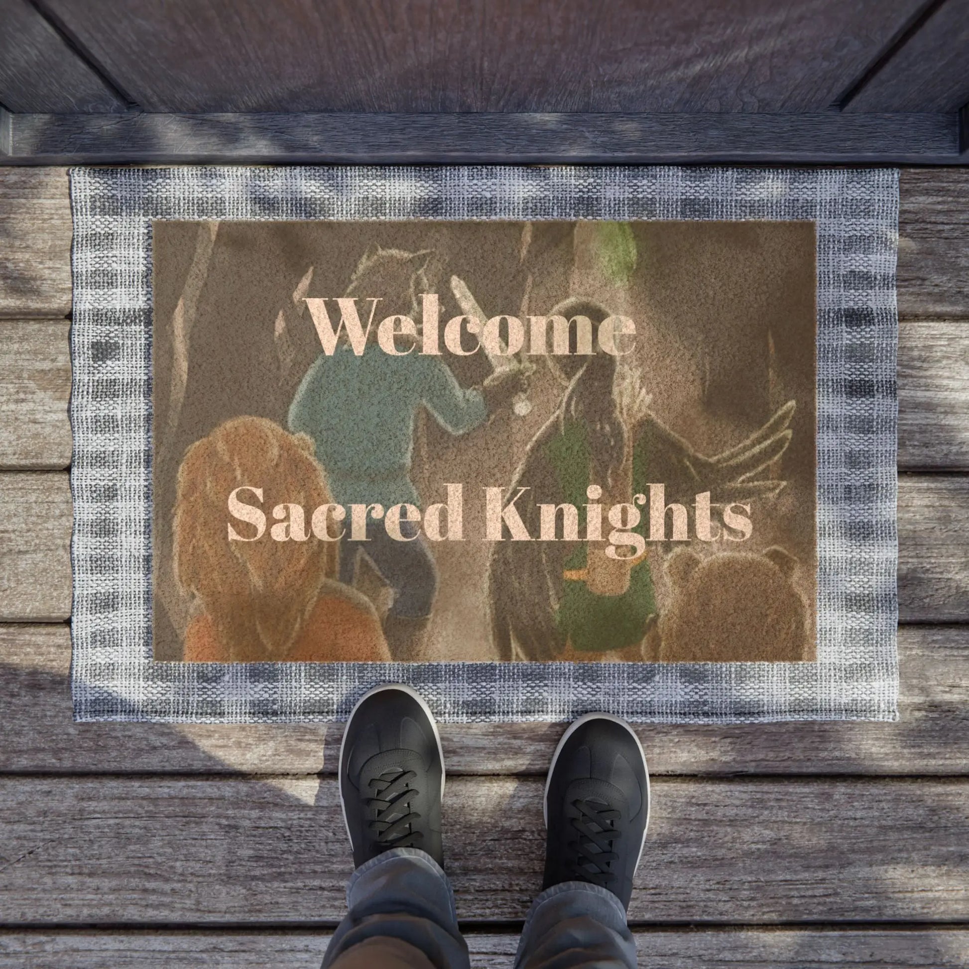 Enchanting Welcome Doormat for Sacred Knights | Cozy Home Decor, Front Porch Mat, Gift for Gamers, Fantasy Entrance Rug, Housewarming Printify